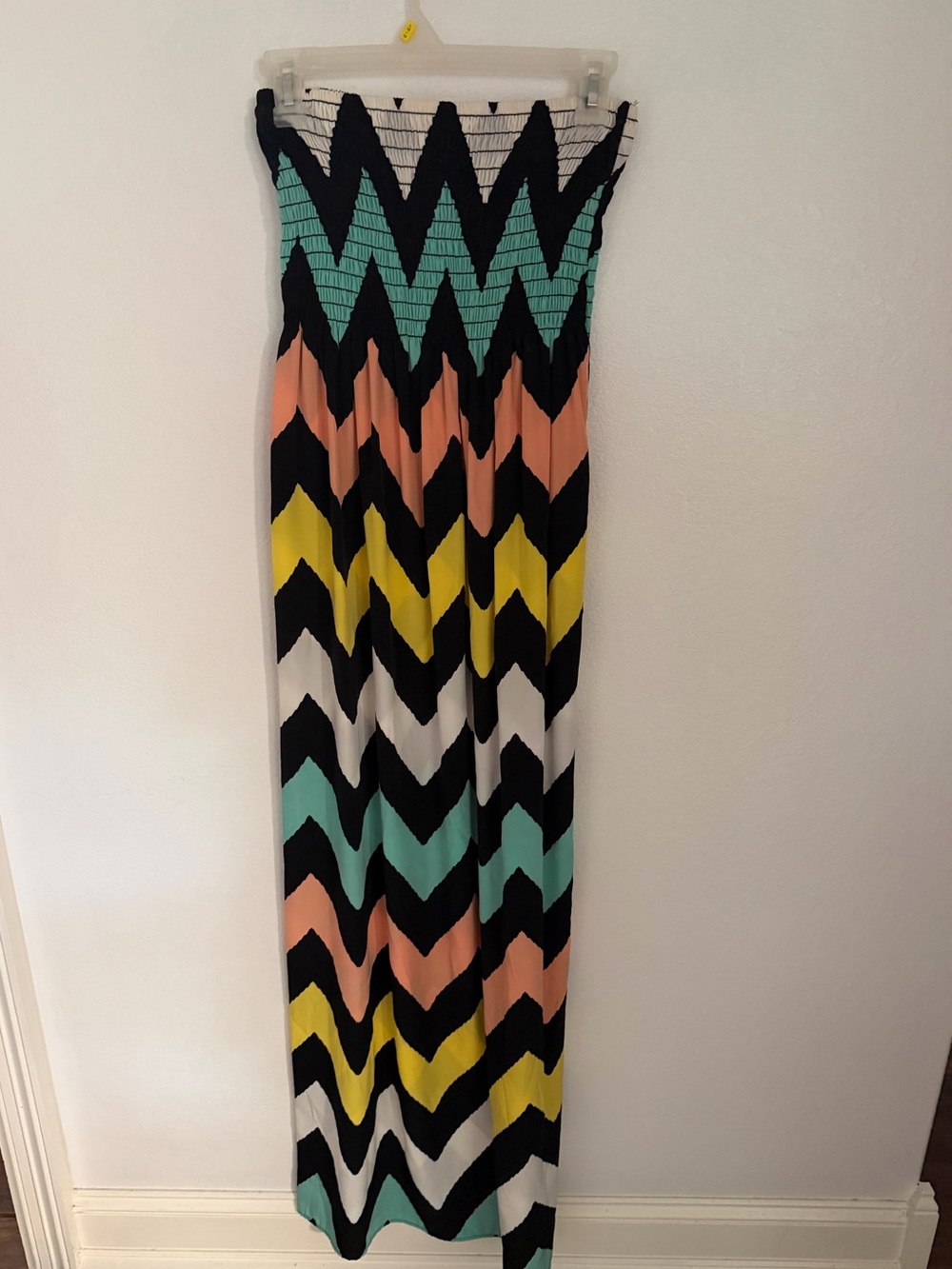 5th Culture Multi Color Chevron Strapless Dress